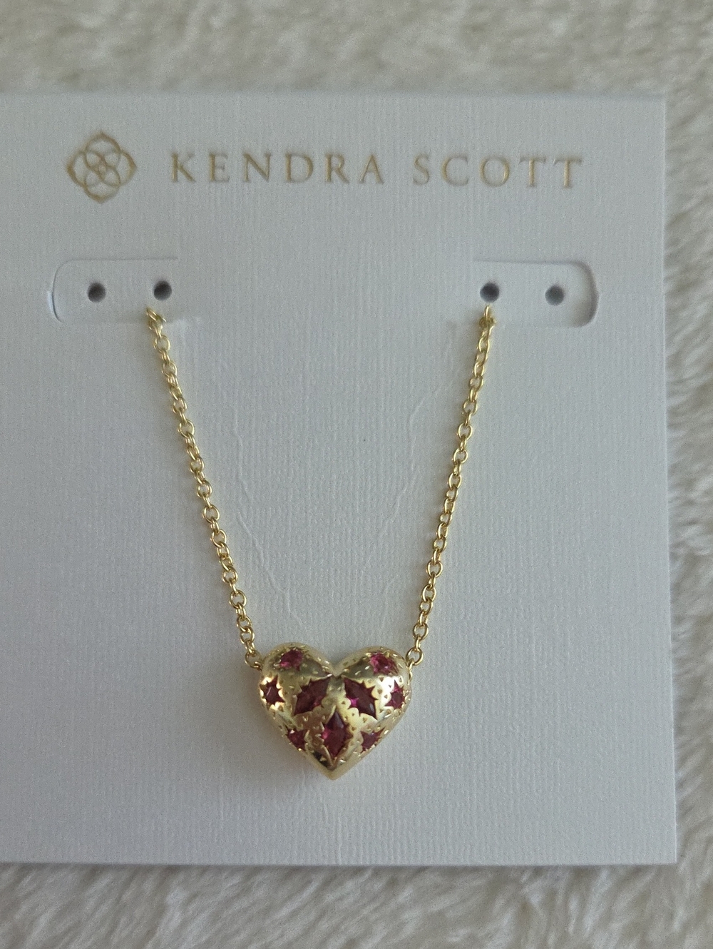 NEW Kendra Scott Holland Heart Necklace Pink Crystal NWT